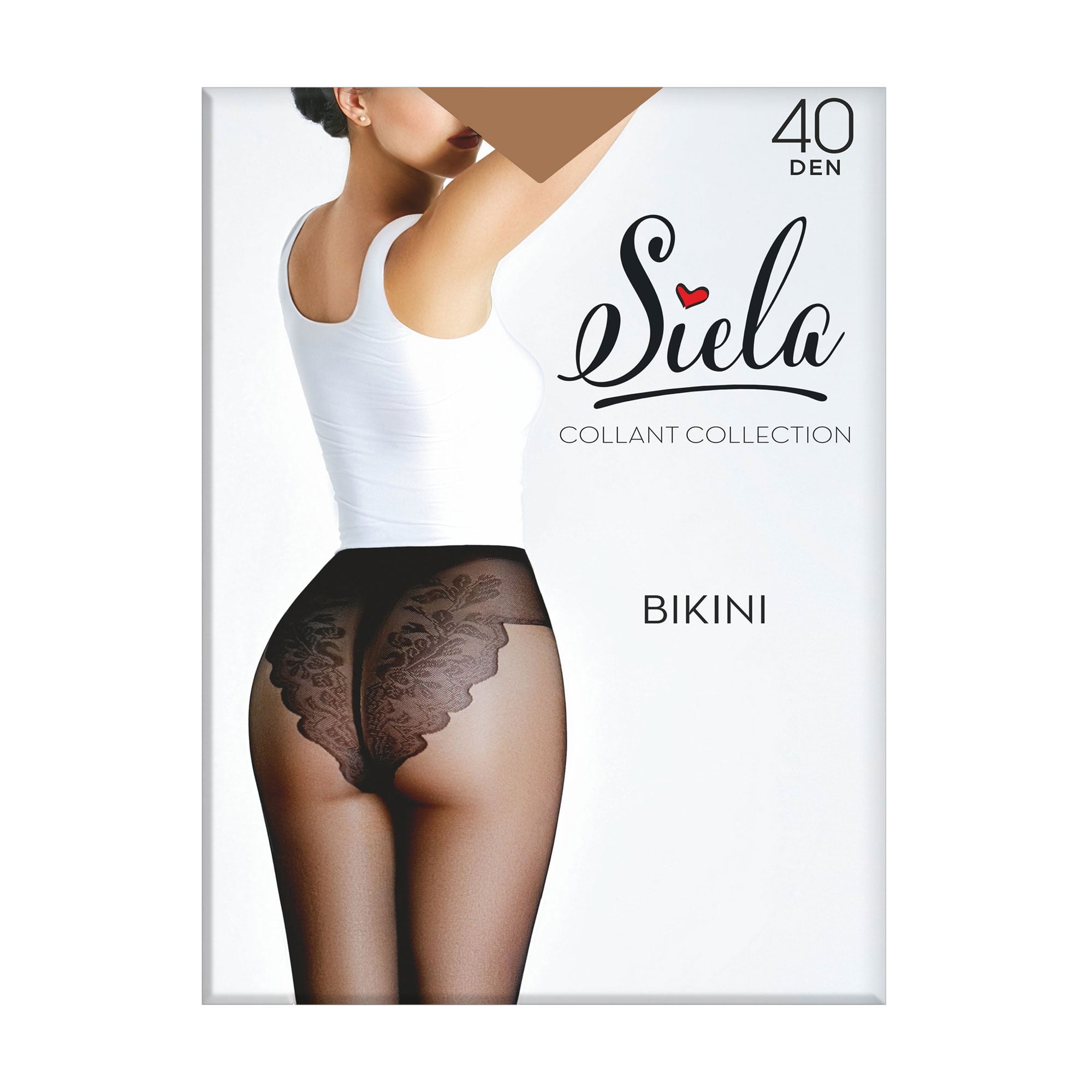 Колготки жіночі Siela Bikini з мереживними трусиками, 40 DEN, Glace, розмір 4