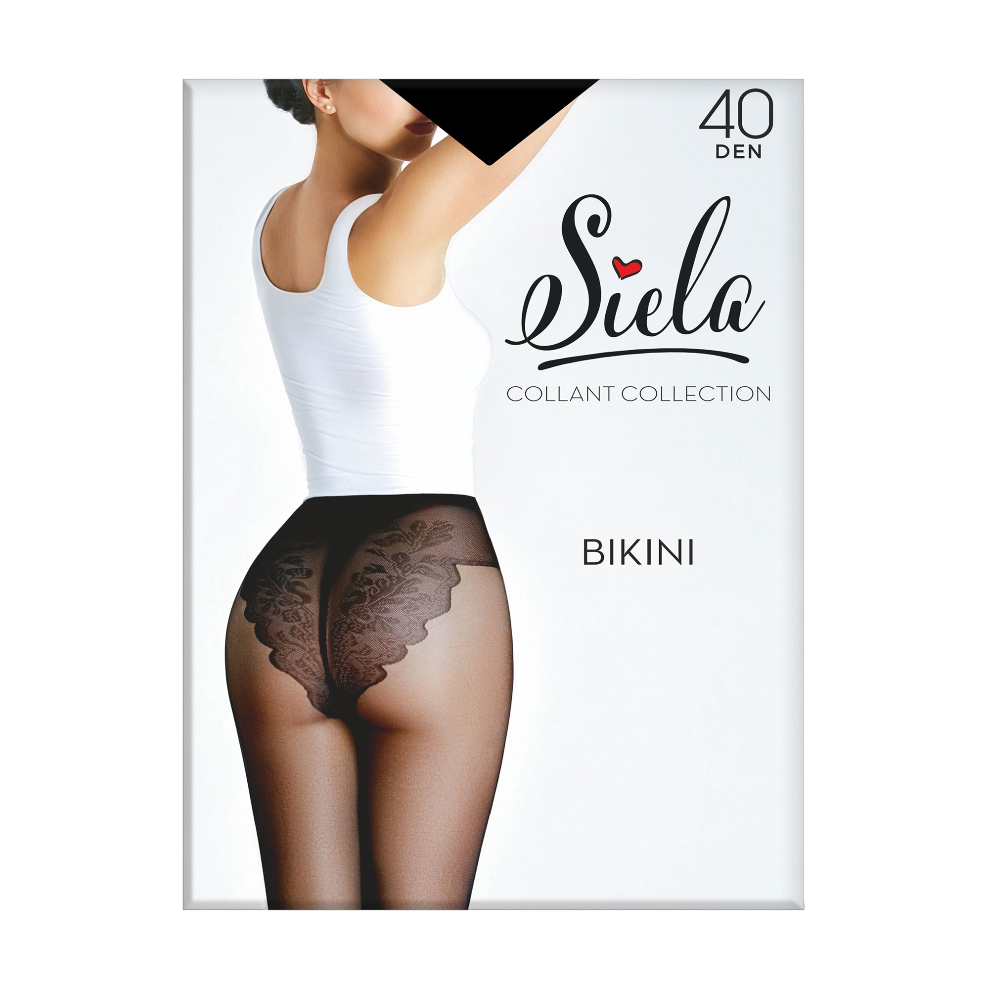 Колготки жіночі Siela Bikini з мереживними трусиками, 40 DEN, Nero, розмір 2